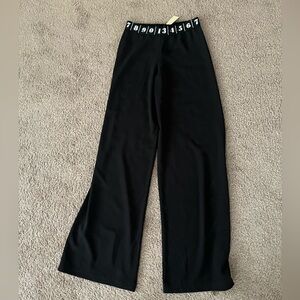 Save The Queen Black Wide Leg Pants with Numbered Waistband